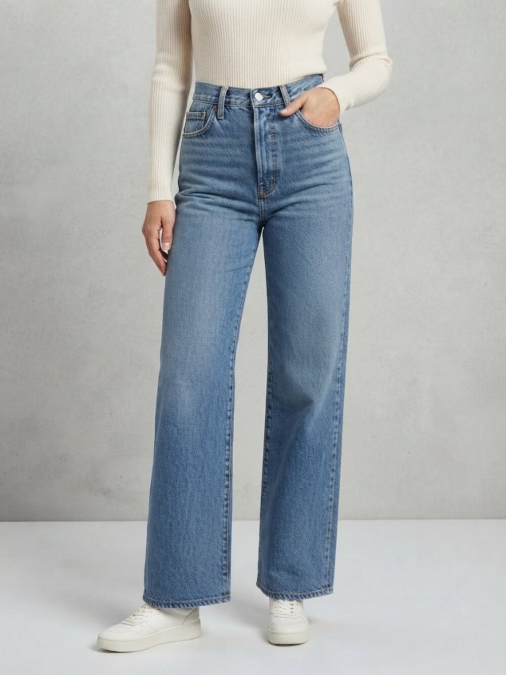 Levi's Premium Ribcage Wide Leg Jeans 29 Medium Wash NWT